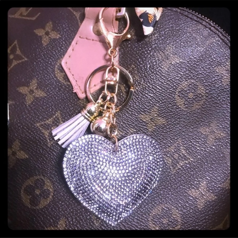 Diamond bling Heart shaped  rhinestone keychain purse charm